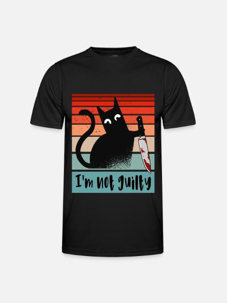 Ik ben onschuldig, kat met bebloed mes - Functioneel T-shirt voor mannen - zwart