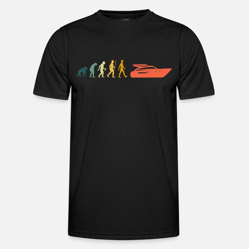Retro Boot Evolution Motorboot Entwicklung Kapitän - Männer Funktions-T-Shirt - Schwarz