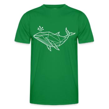 Polygone de baleine - Conception minimaliste de créature marine - T-shirt sport Homme - vert - Devant - AI Model Male 178 dark (178cm)