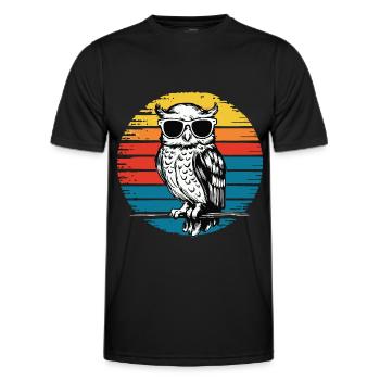 Nachteule Eule Eulen Vogel - Männer Funktions-T-Shirt - Schwarz - Vorne - AI Model Male 178 dark (178cm)