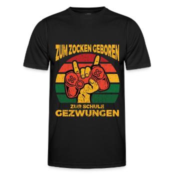 Gamer Spruch Gaming Geschenk Zum Zocken Geboren - Männer Funktions-T-Shirt - Schwarz - Vorne - AI Model Male 178 dark (178cm)