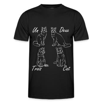 Un Deux Trois Cat - French - Men's Functional T-Shirt - black - Front - AI Model Male 178 dark (178cm)
