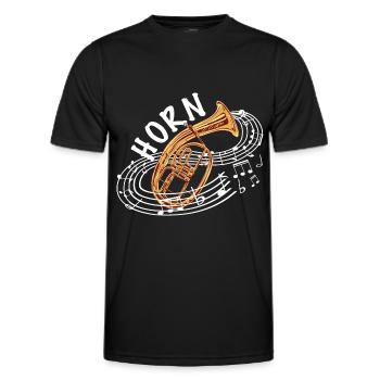 Horn Blasmusik tenor spielen - Männer Funktions-T-Shirt - Schwarz - Vorne - AI Model Male 178 dark (178cm)