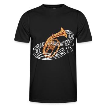 Instrument de musique Notes de ténor Cor ténor Barithorn - T-shirt sport Homme - noir - Devant - AI Model Male 178 dark (178cm)