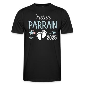 Futur Parrain 2025 Cadeau baptême - T-shirt sport Homme - noir - Devant - AI Model Male 178 dark (178cm)