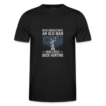 Ne sous-estimez jamais un vieil homme qui aime le canard - T-shirt sport Homme - noir - Devant - AI Model Male 178 dark (178cm)