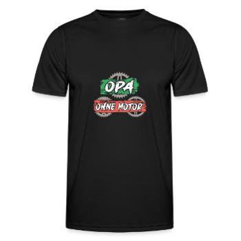 Opa fährt Fahrrad ohne Motor und Akku fitter Opa - Männer Funktions-T-Shirt - Schwarz - Vorne - AI Model Male 178 dark (178cm)