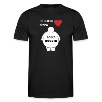 Ich Liebe Pizza schäme mich nicht dicker Bauch DE - Männer Funktions-T-Shirt - Schwarz - Vorne - AI Model Male 178 dark (178cm)