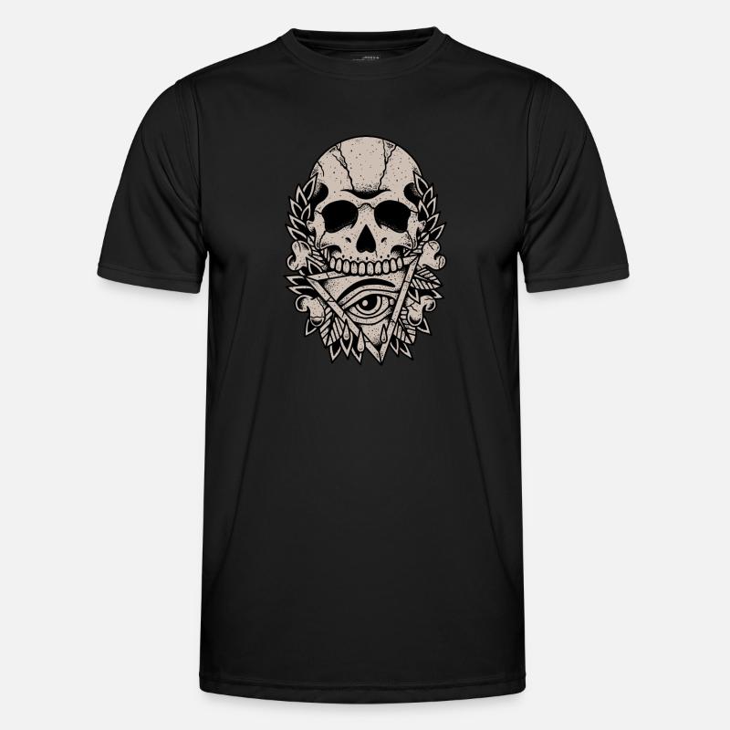 All-Seeing Eye with Skull Horror design Men's Functional T-Shirt