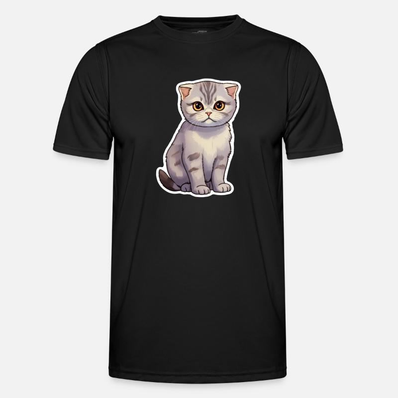 Scottish Fold Katze süß - Männer Funktions-T-Shirt - Schwarz