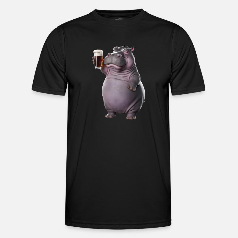 Nilpferd Bier - Männer Funktions-T-Shirt - Schwarz