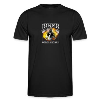 Motard Motard Badass Daddy Papa Moto - T-shirt sport Homme - noir - Devant - AI Model Male 178 dark (178cm)