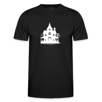 Vieille maison hantée d’Halloween abandonnée - T-shirt sport Homme - noir - Devant - AI Model Male 178 dark (178cm)
