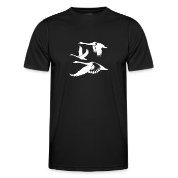 Elegante Höckerschwan Schwarm Schwanenvögel - Männer Funktions-T-Shirt - Schwarz - Vorne - AI Model Male 178 dark (178cm)