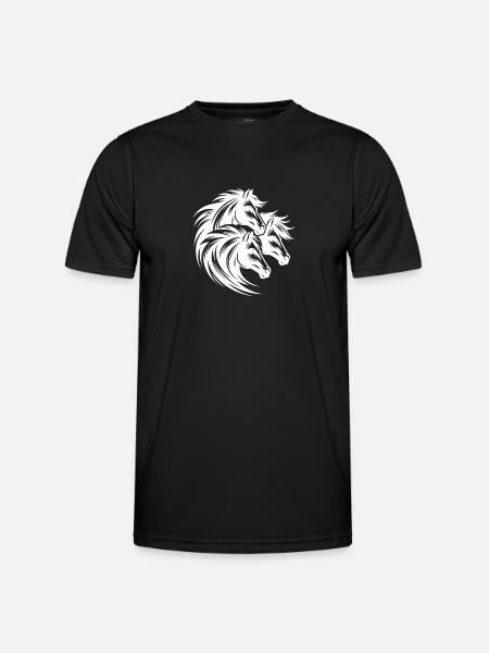 Drei Pferdeköpfe mit eleganter wilder Mähne - Männer Funktions-T-Shirt - Schwarz
