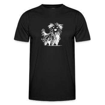 Verspielte Hundeskizze in Tinten Kritzellinien - Männer Funktions-T-Shirt - Schwarz - Vorne - AI Model Male 178 dark (178cm)
