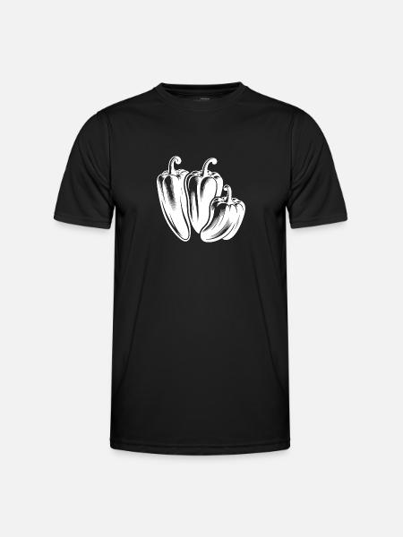 Three Peppers Simple Vegetable Design - Men's Functional T-Shirt - black