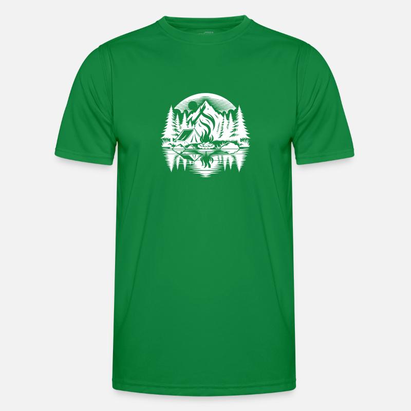 Romantisches Camping am See im Wald Männer Funktions-T-Shirt