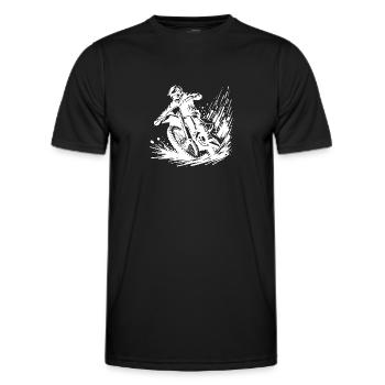 Rasanter Motocross Fahrer im Matsch Splash - Männer Funktions-T-Shirt - Schwarz - Vorne - AI Model Male 178 dark (178cm)