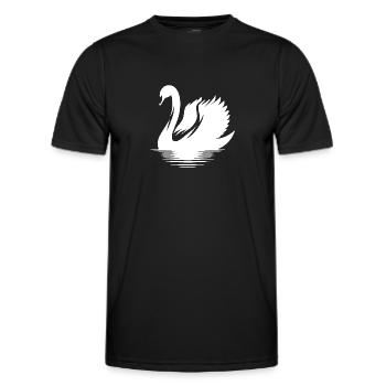 Eleganter Schwan Wasservogel Silhouette Portrait - Männer Funktions-T-Shirt - Schwarz - Vorne - AI Model Male 178 dark (178cm)