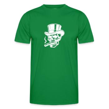 Finsterer Schädel mit Zigarren Rauch und Zylinder - Männer Funktions-T-Shirt - Kelly Green - Vorne - AI Model Male 178 dark (178cm)