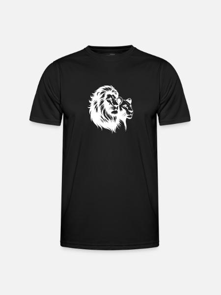 Elegant Lion Couple Portrait Style - Men's Functional T-Shirt - black