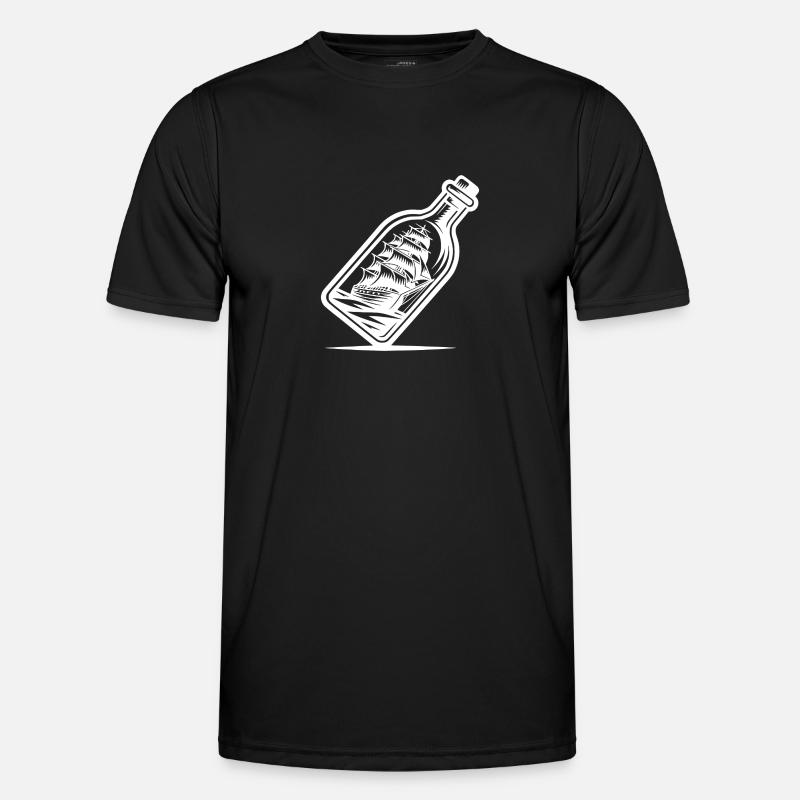 Bottle ship Sailing ship with set sails - Men's Functional T-Shirt - black