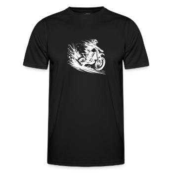 Motocross Dirtbike Sprung mit Staub und Dynamik - Männer Funktions-T-Shirt - Schwarz - Vorne - AI Model Male 178 dark (178cm)