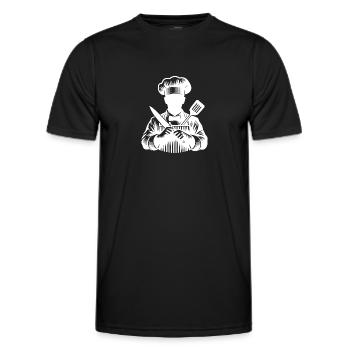 Hobbykoch und Küchenchef Silhouette Portrait - Männer Funktions-T-Shirt - Schwarz - Vorne - AI Model Male 178 dark (178cm)
