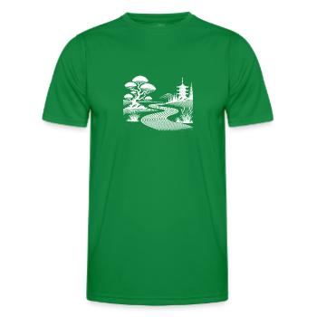 Sand Pattern and Pagoda Zen Garden Inspiration - Men's Functional T-Shirt - kelly green - Front - AI Model Male 178 dark (178cm)