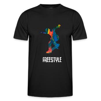 Skateboard Freestyle - T-shirt sport Homme - noir - Devant - AI Model Male 178 dark (178cm)
