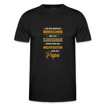 Lokführer Zugführer Eisenbahn Zug Tram Papa Vater - Männer Funktions-T-Shirt - Schwarz - Vorne - AI Model Male 178 dark (178cm)