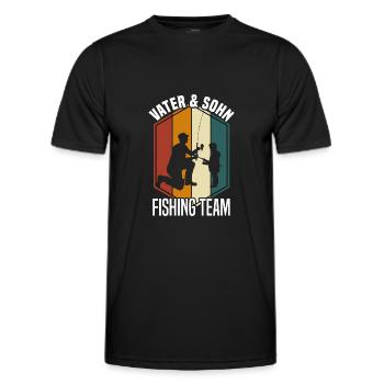 Vater und Sohn Angeln Angler Vatertag Sprüche - Männer Funktions-T-Shirt - Schwarz - Vorne - AI Model Male 178 dark (178cm)