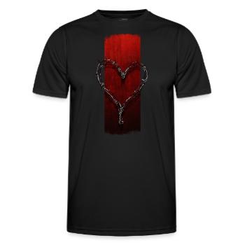 Résilience entrelacée : fil de fer barbelé en forme de cœur - T-shirt sport Homme - noir - Devant - AI Model Male 178 dark (178cm)