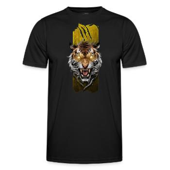 Majestätischer Zorn: Grimmig brüllender Tiger - Männer Funktions-T-Shirt - Schwarz - Vorne - AI Model Male 178 dark (178cm)