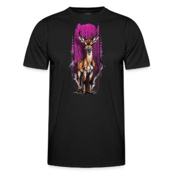 Merveille innocente : Bébé cerf tacheté - T-shirt sport Homme - noir - Devant - AI Model Male 178 dark (178cm)