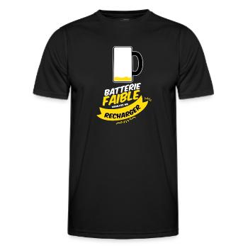 Batterie faible veuillez me recharger - T-shirt sport Homme - noir - Devant - AI Model Male 178 dark (178cm)