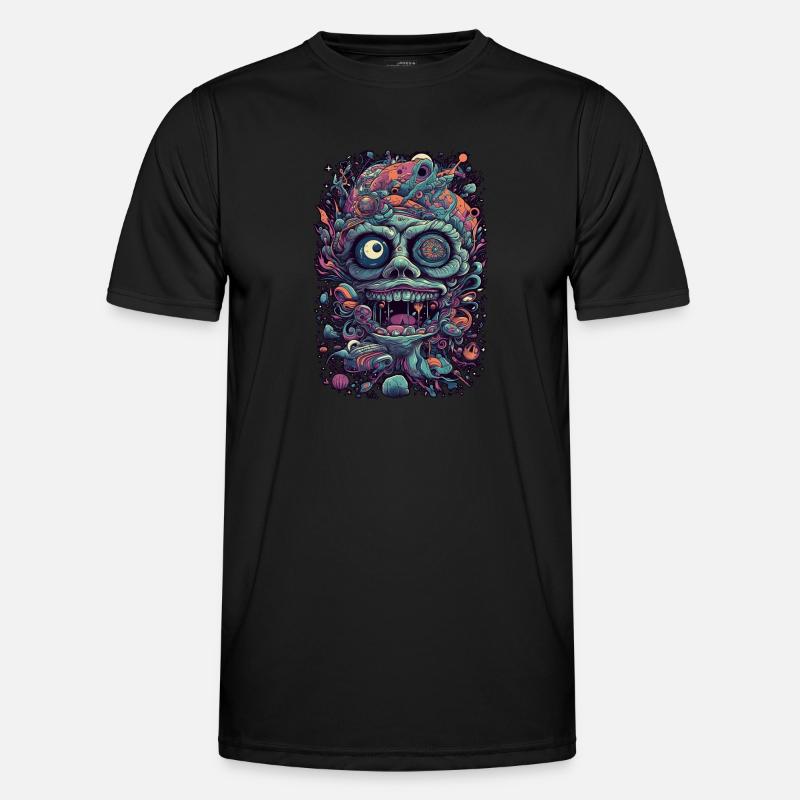 Trippy Explosion - Psychedelisches Motiv - Männer Funktions-T-Shirt - Schwarz