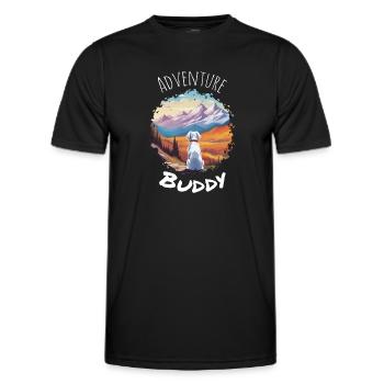 Adventure Buddy - Dein Hund auf Abenteuer - Männer Funktions-T-Shirt - Schwarz - Vorne - AI Model Male 178 dark (178cm)