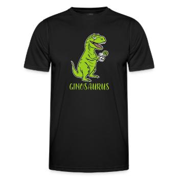 Ginosaurus - drôle Trex Dino au gin - T-shirt sport Homme - noir - Devant - AI Model Male 178 dark (178cm)