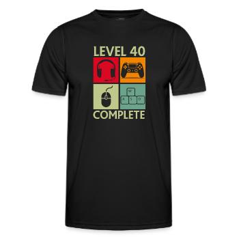 Level 40 Geburtstag Gamer - Männer Funktions-T-Shirt - Schwarz - Vorne - AI Model Male 178 dark (178cm)