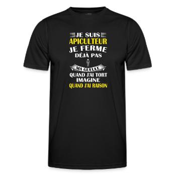 Je suis apiculteur t-shirt abeille homme - T-shirt sport Homme - noir - Devant - AI Model Male 178 dark (178cm)