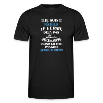 je suis pêcheur t-shirt homme humour passion - T-shirt sport Homme - noir - Devant - AI Model Male 178 dark (178cm)