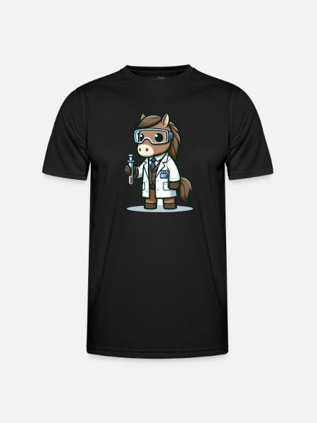 Scientifique de cheval mignon - T-shirt sport Homme - noir