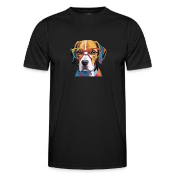Beagle Dog Cool mit Brille - Männer Funktions-T-Shirt - Schwarz - Vorne - AI Model Male 178 dark (178cm)