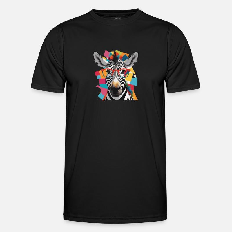 Zebra Coole und robuste bunte Brille Männer Funktions-T-Shirt