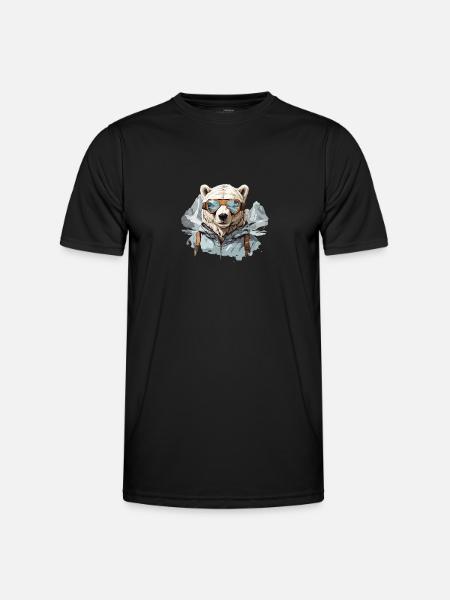 Polar bear Cool with ski goggles in Bergen - Men's Functional T-Shirt - black