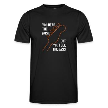 Du hörst die Musik und spürst den Bass - Männer Funktions-T-Shirt - Schwarz - Vorne - AI Model Male 178 dark (178cm)