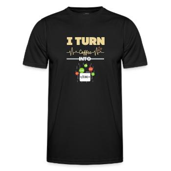 Je Transforme le Café en Code ! - T-shirt sport Homme - noir - Devant - AI Model Male 178 dark (178cm)
