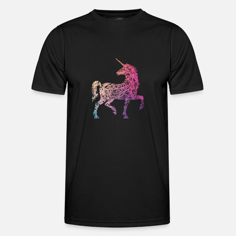 Süßes Einhorn Kritzelei Regenbogen Farben - Männer Funktions-T-Shirt - Schwarz